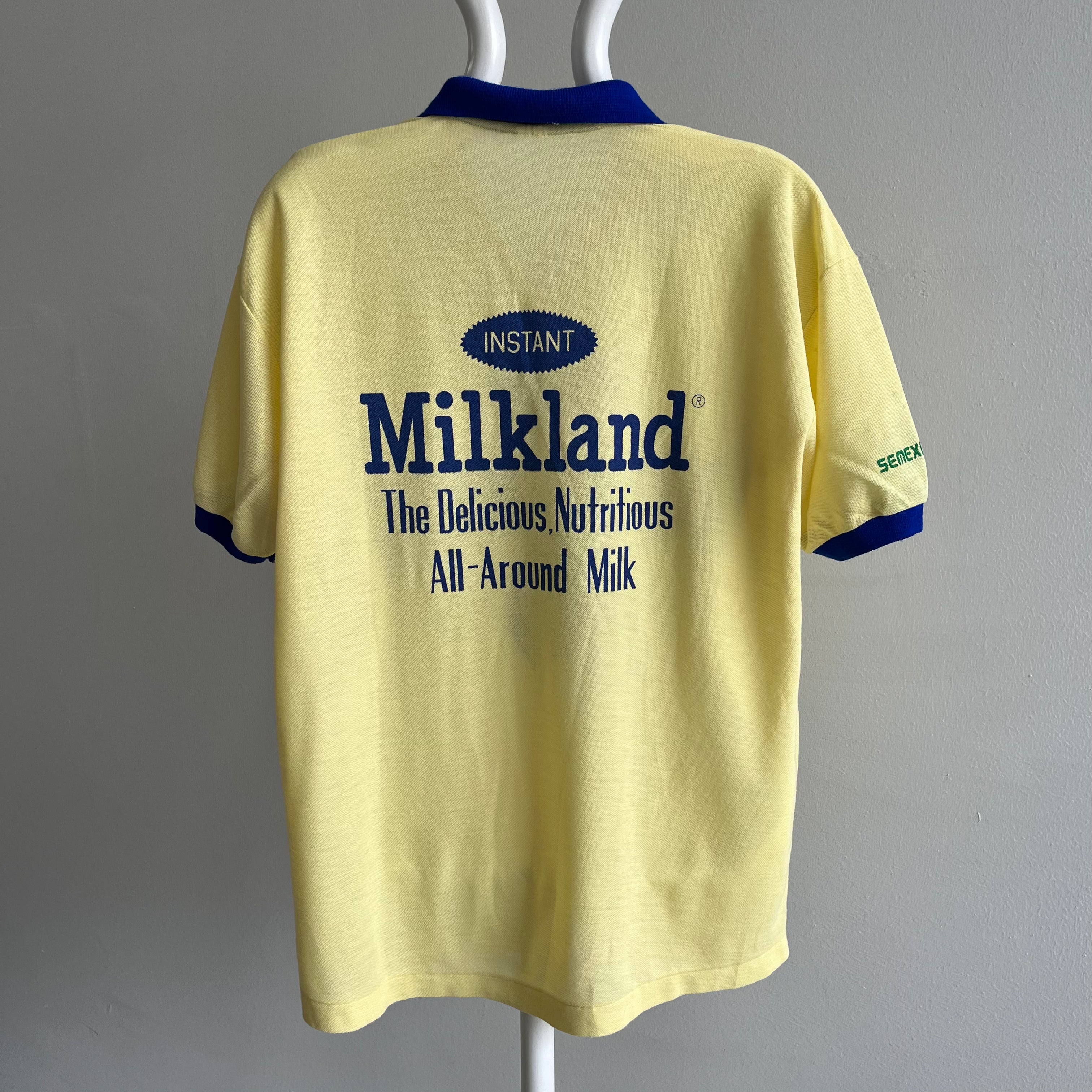 1980s Instant Milkland Powdered Milk SALES Thin Polo Shirt