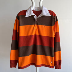 1970s Hang Ten Striped Rugby Shirt with Replaced Buttons