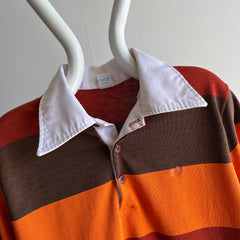 1970s Hang Ten Striped Rugby Shirt with Replaced Buttons