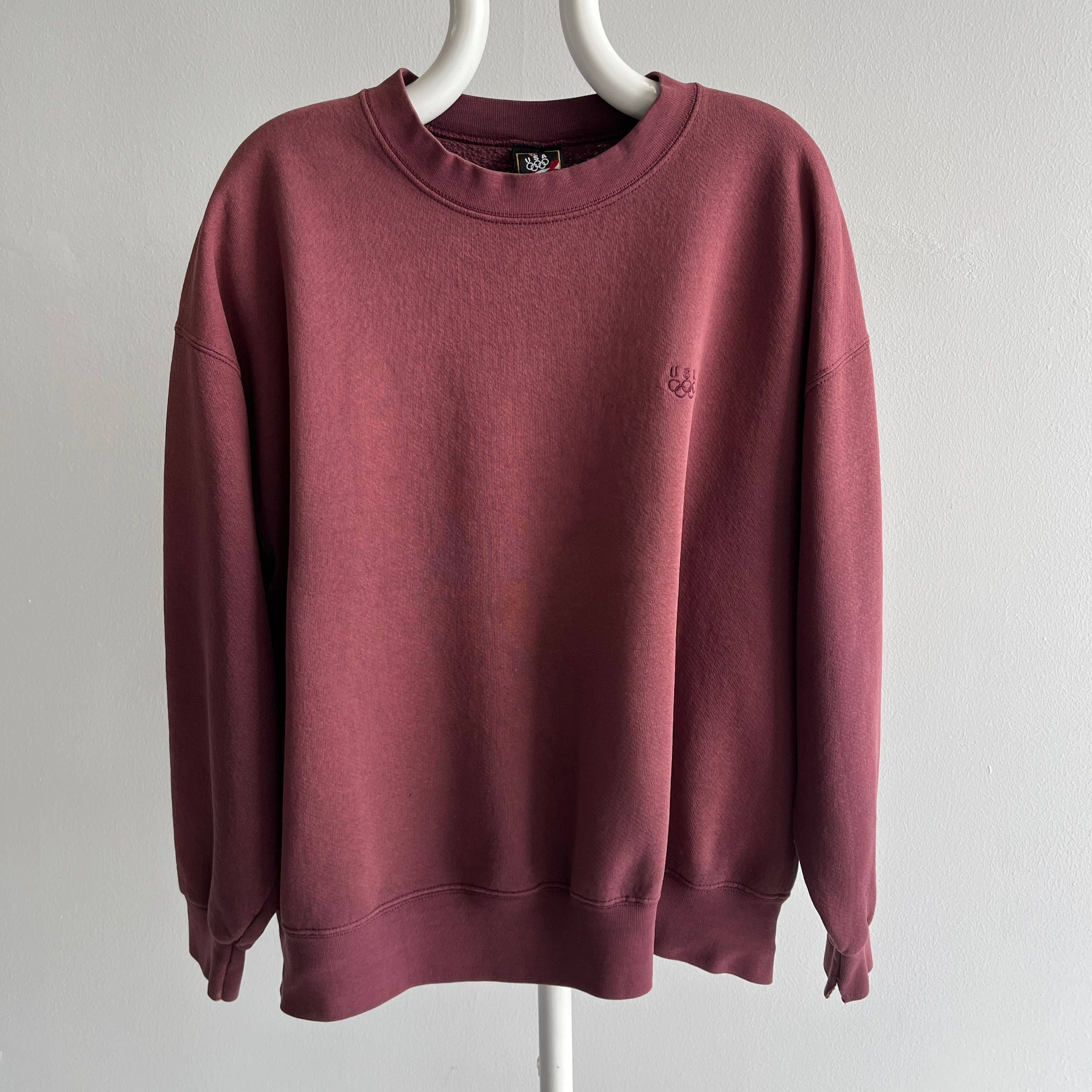1990s Sun Faded Red Brick Sweatshirt - Nicely Worn