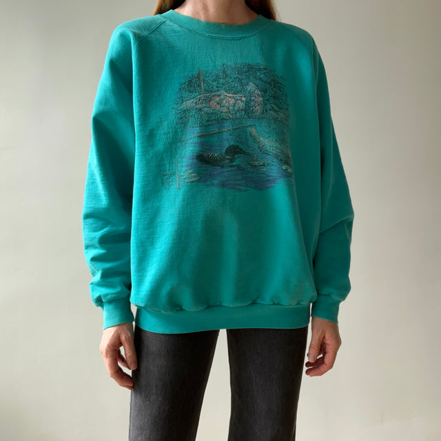 1980s Northern Reflections Heavyweight Mostly Cotton Sweatshirt with a Loon on It