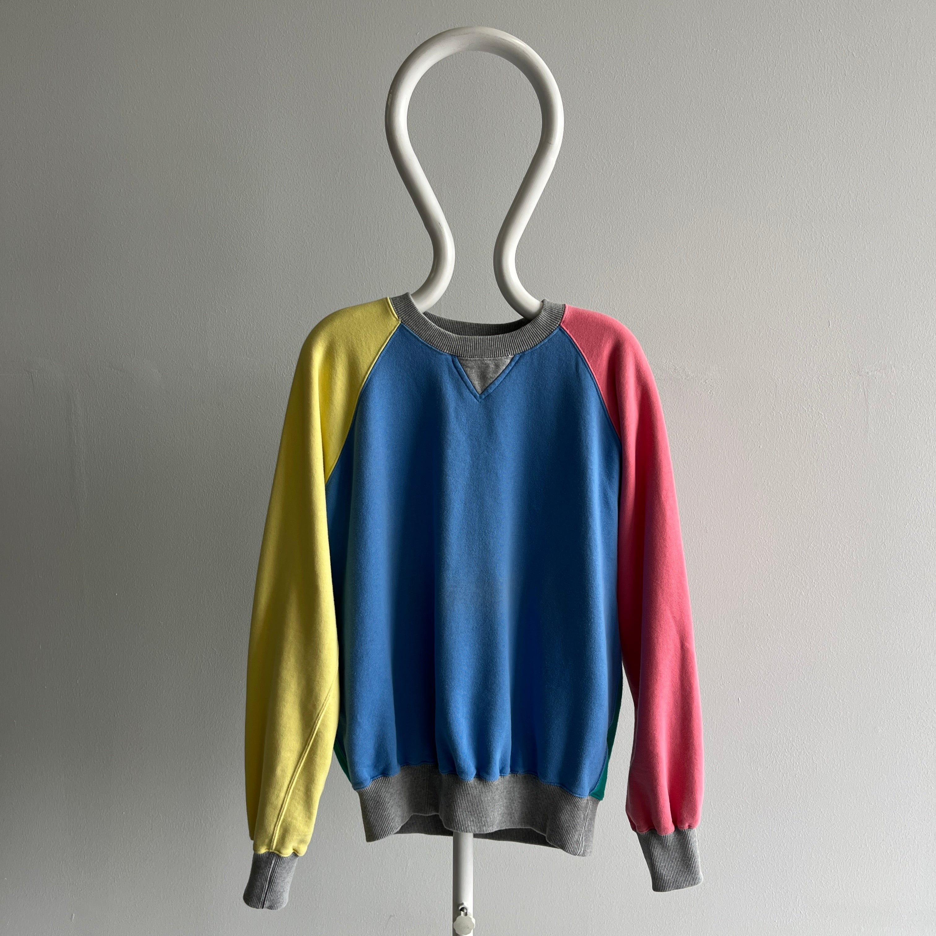1990s Brooks Brothers Color Block Lovely Sweatshirt - Just Lovely