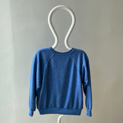 1970/80s Heather Blue Raglan with Contrast Stitching - !!!!