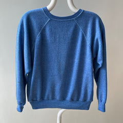 1970/80s Heather Blue Raglan with Contrast Stitching - !!!!