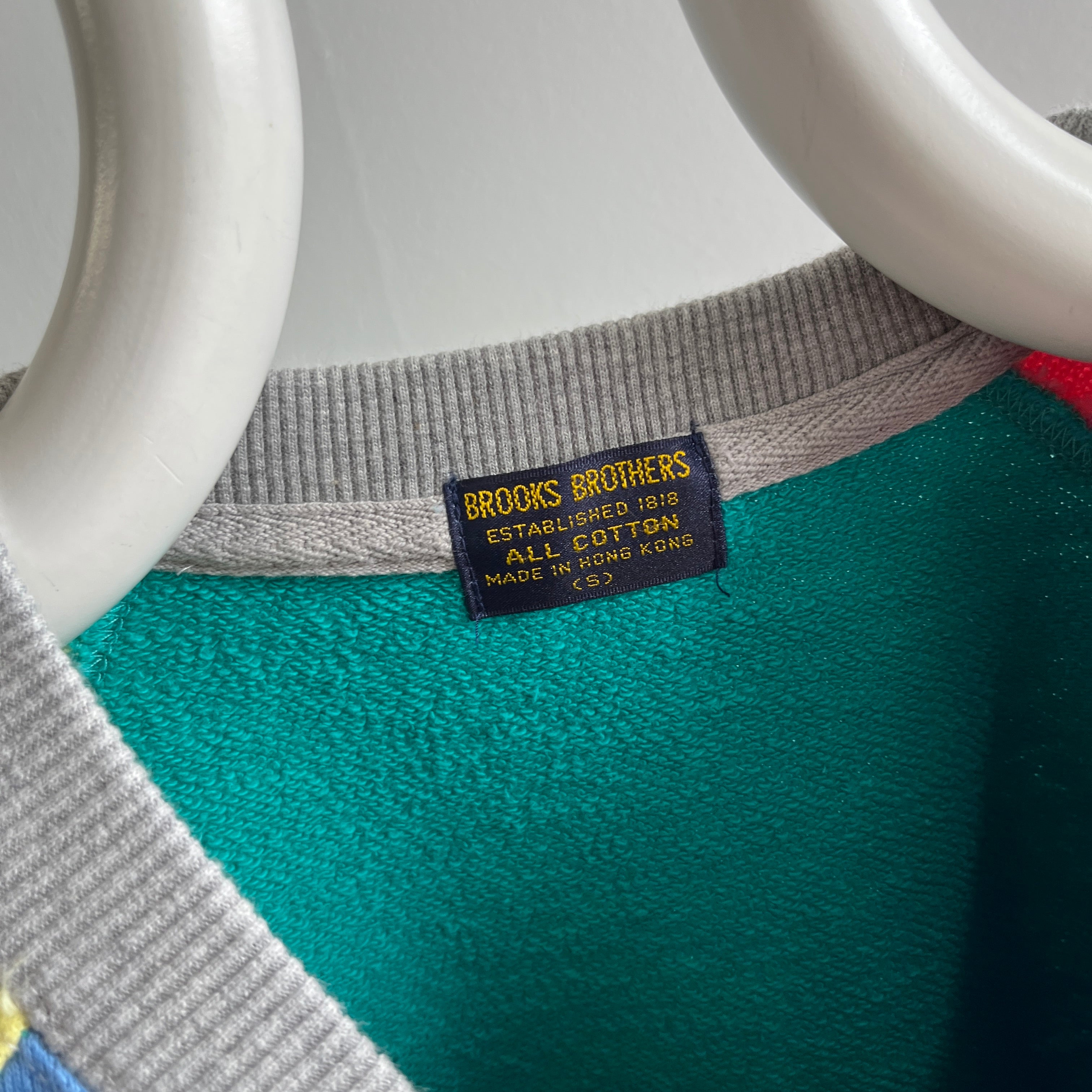 1990s Brooks Brothers Color Block Lovely Sweatshirt - Just Lovely