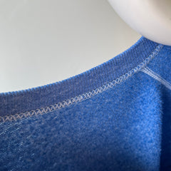 1970/80s Heather Blue Raglan with Contrast Stitching - !!!!