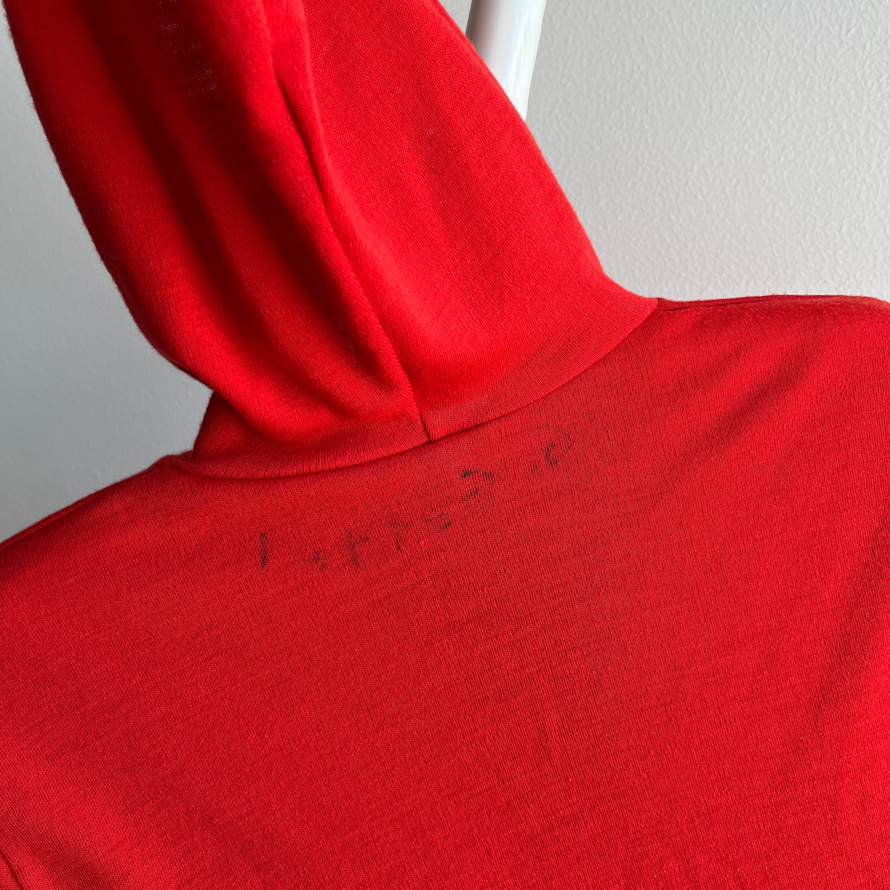 1970/80s Lightweight Henley Hoodie with Sharpie Name on Interior