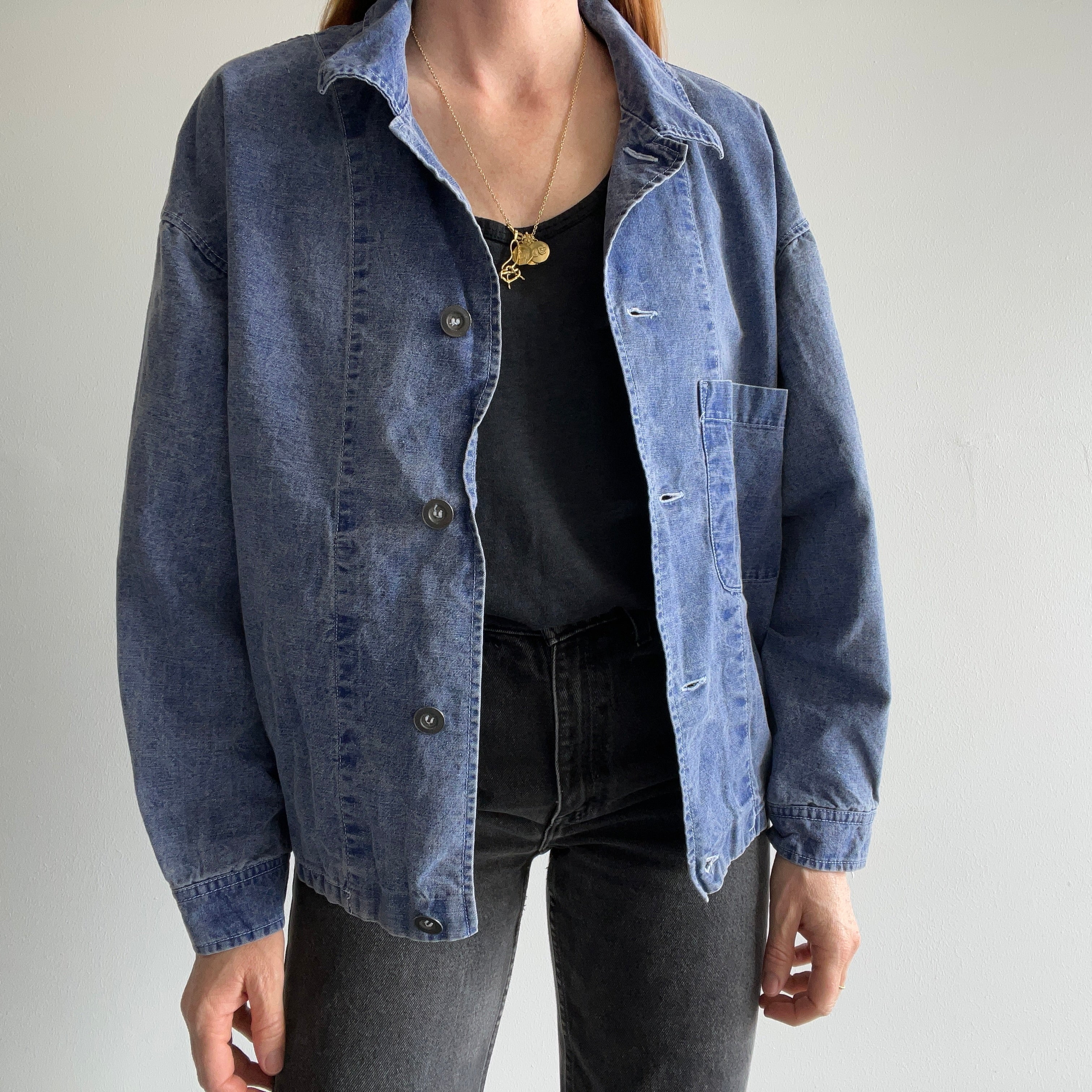 1989 Esprit Denim Jacket with Pinstriped Lining  - !!!