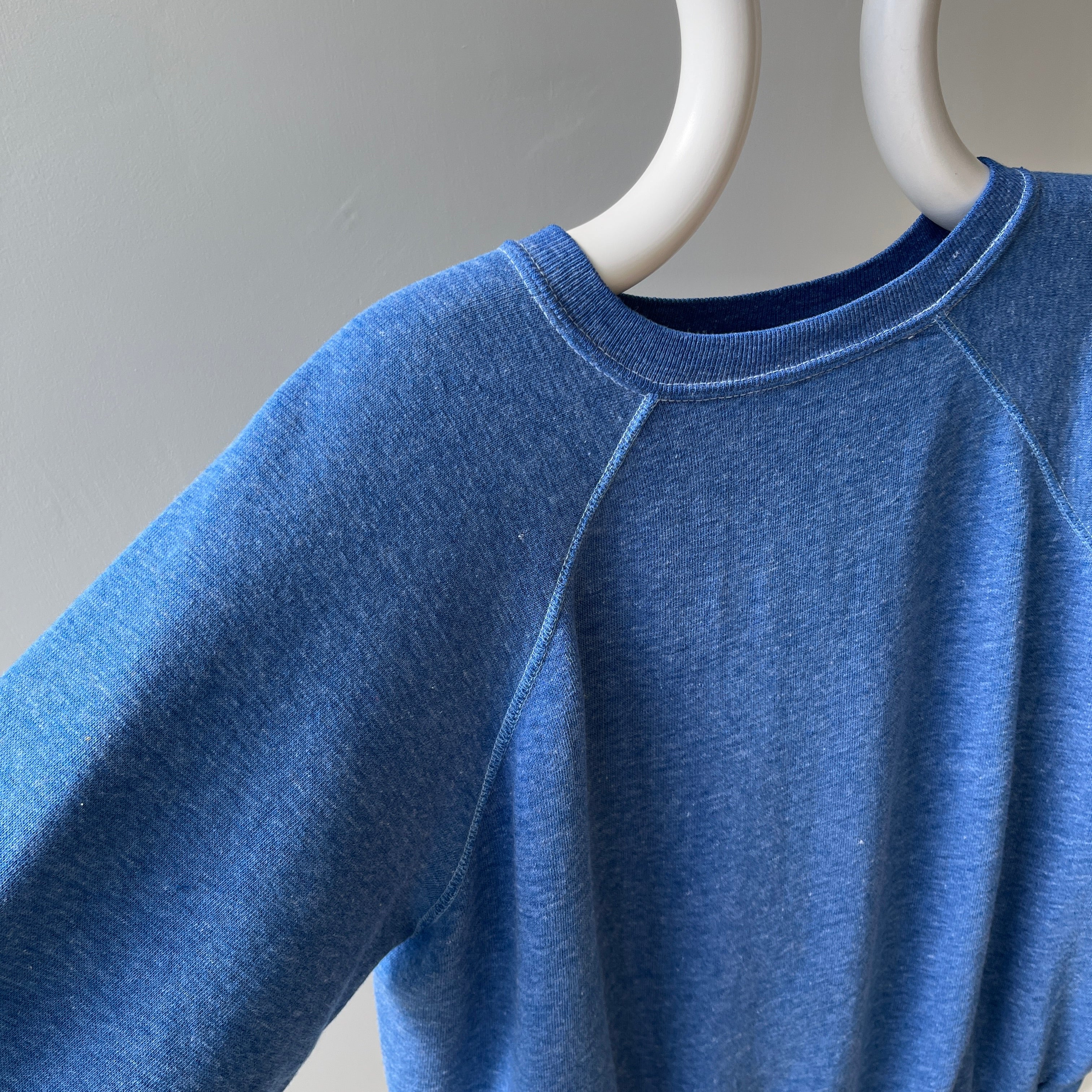 1970/80s Heather Blue Raglan with Contrast Stitching - !!!!