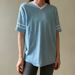 1970s Quinquagenarian Baby Blue Football Style T Shirt