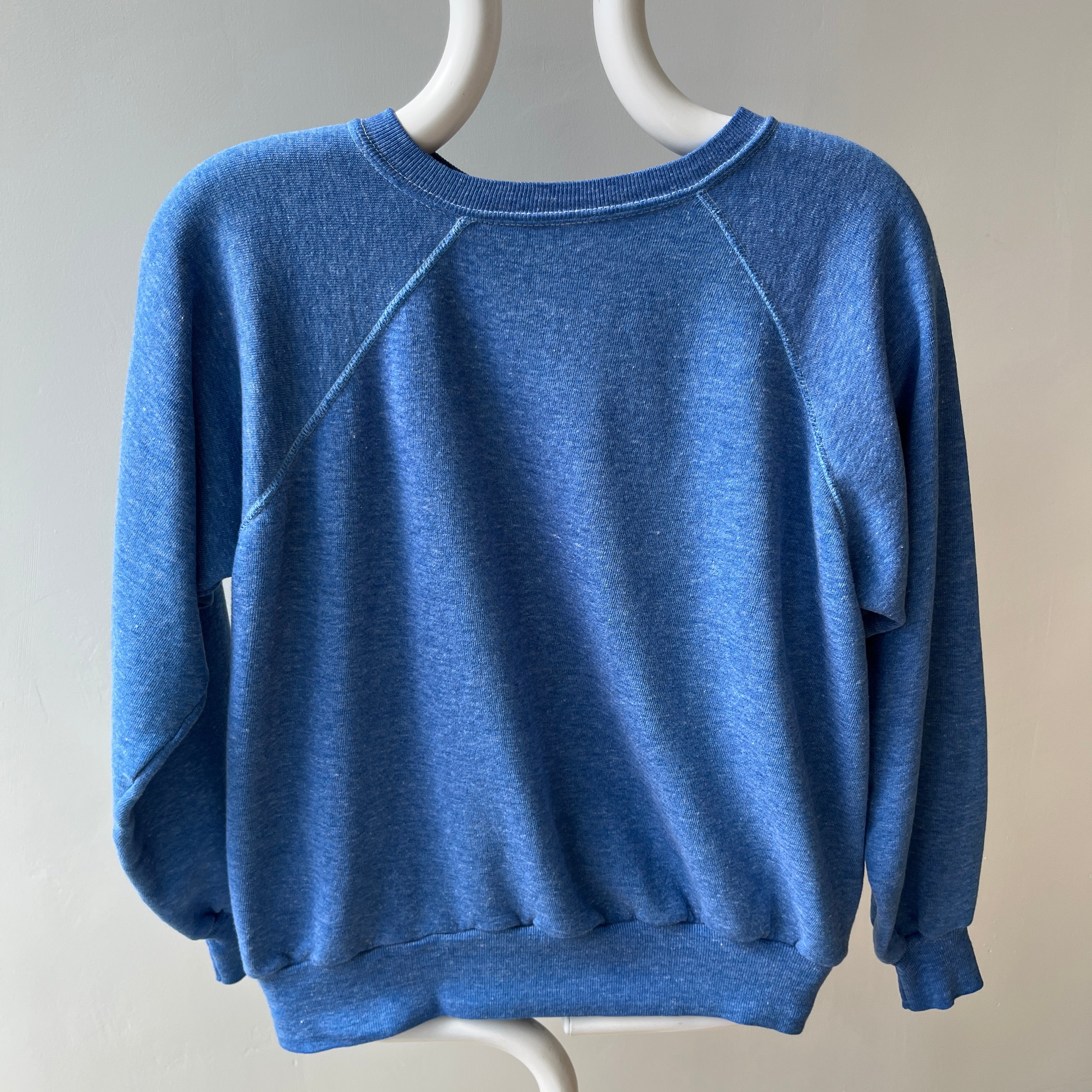 1970/80s Heather Blue Raglan with Contrast Stitching - !!!!