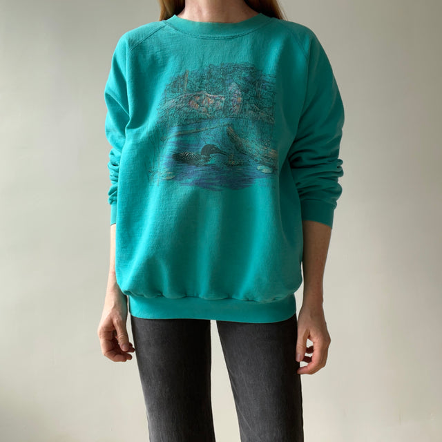 1980s Northern Reflections Heavyweight Mostly Cotton Sweatshirt with a Loon on It