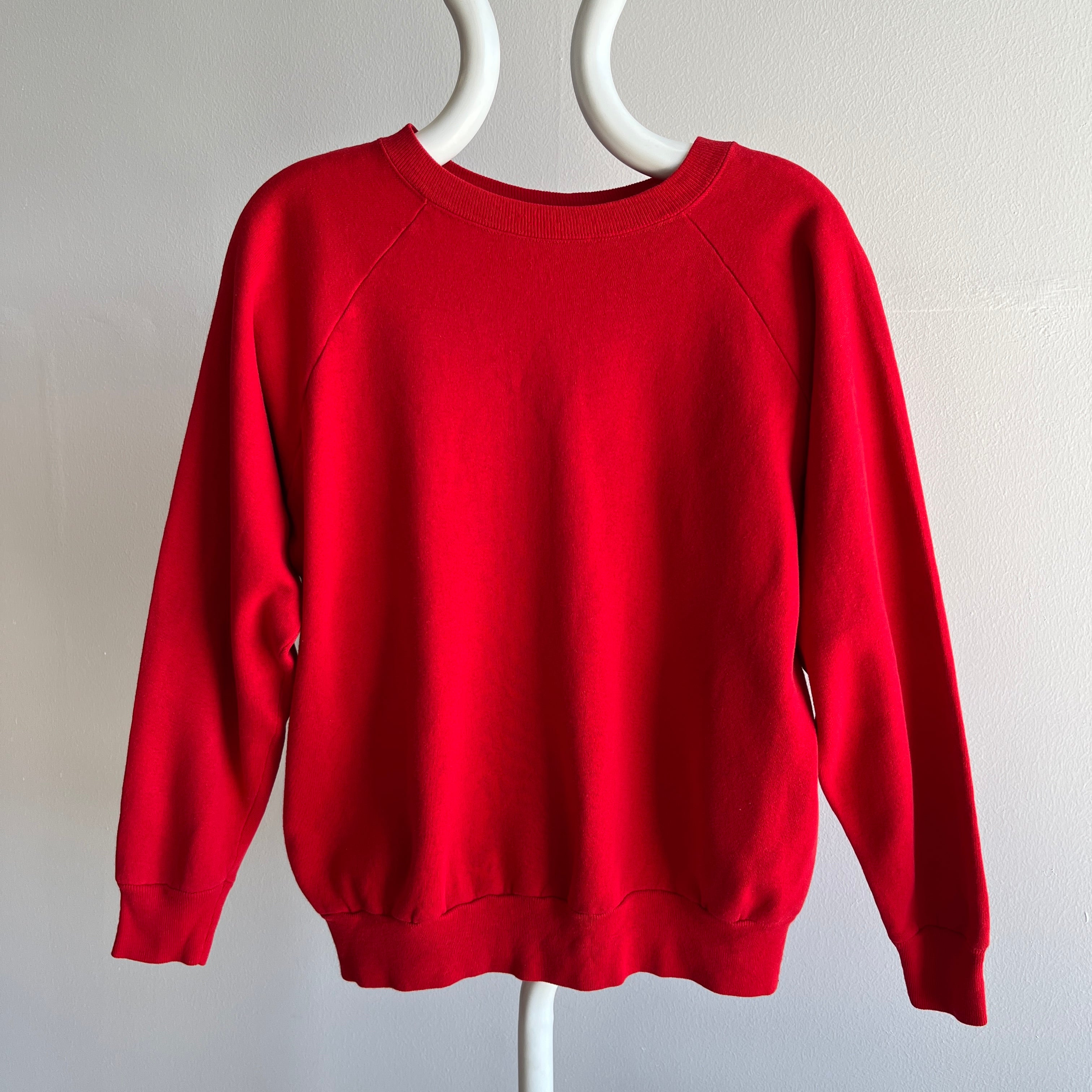 1980s Blank Red (Lipstick Red) Blank Raglan