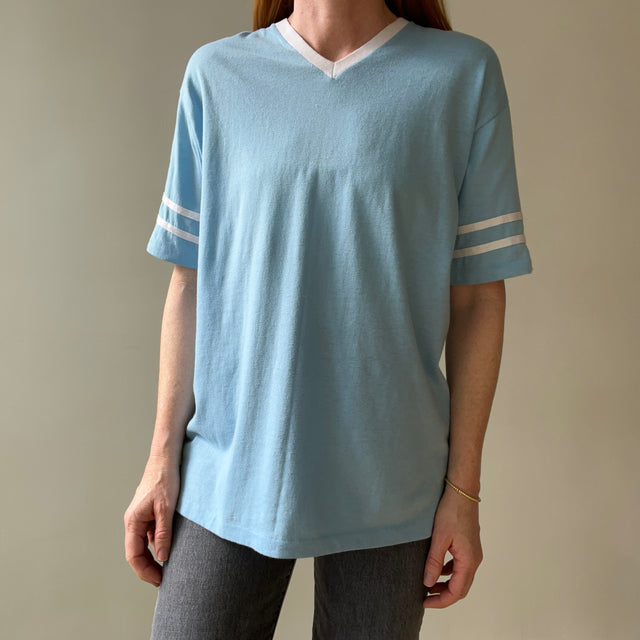 1970s Quinquagenarian Baby Blue Football Style T Shirt