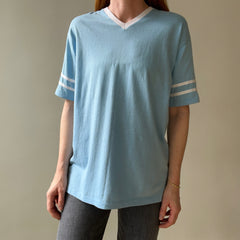 1970s Quinquagenarian Baby Blue Football Style T Shirt