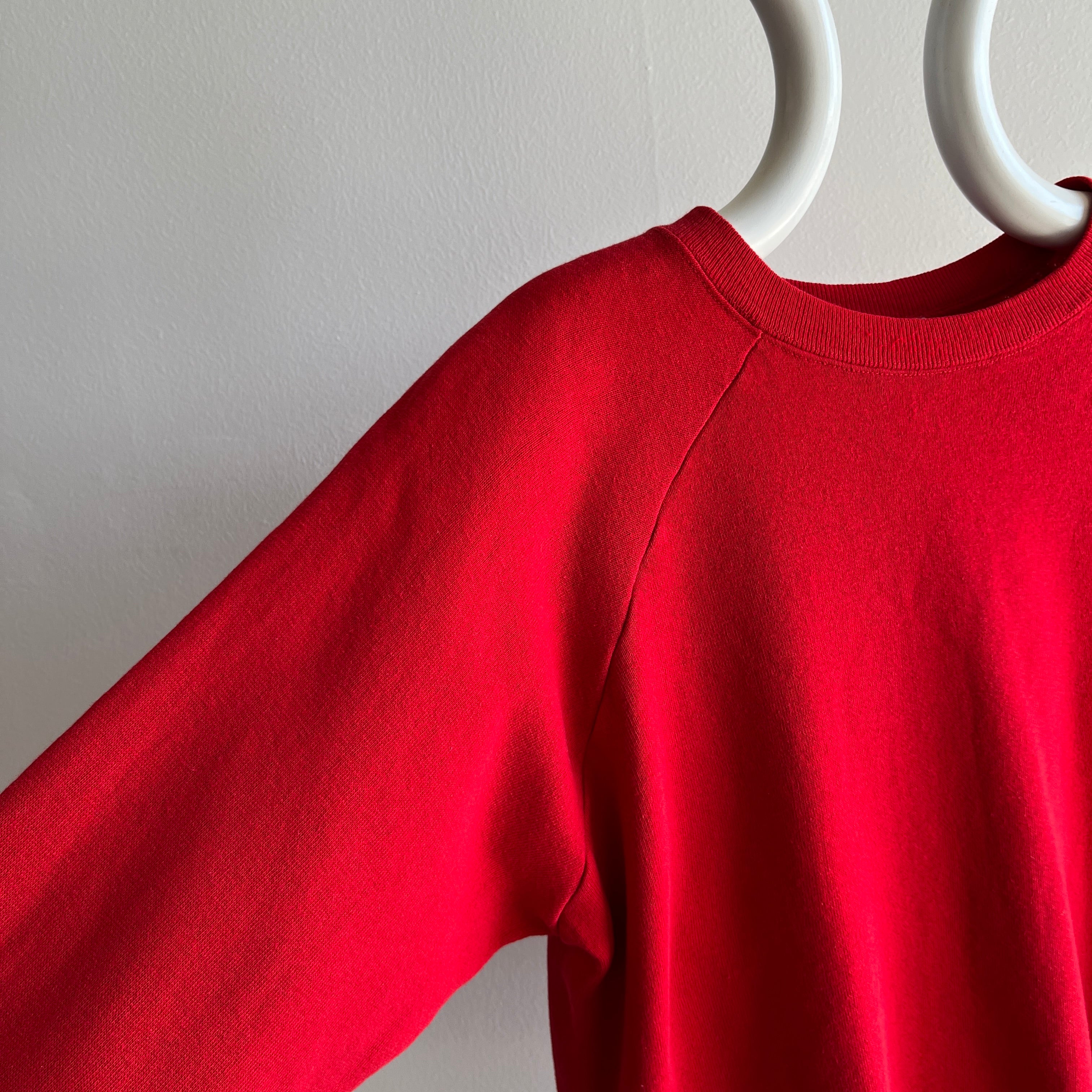 1980s Blank Red (Lipstick Red) Blank Raglan