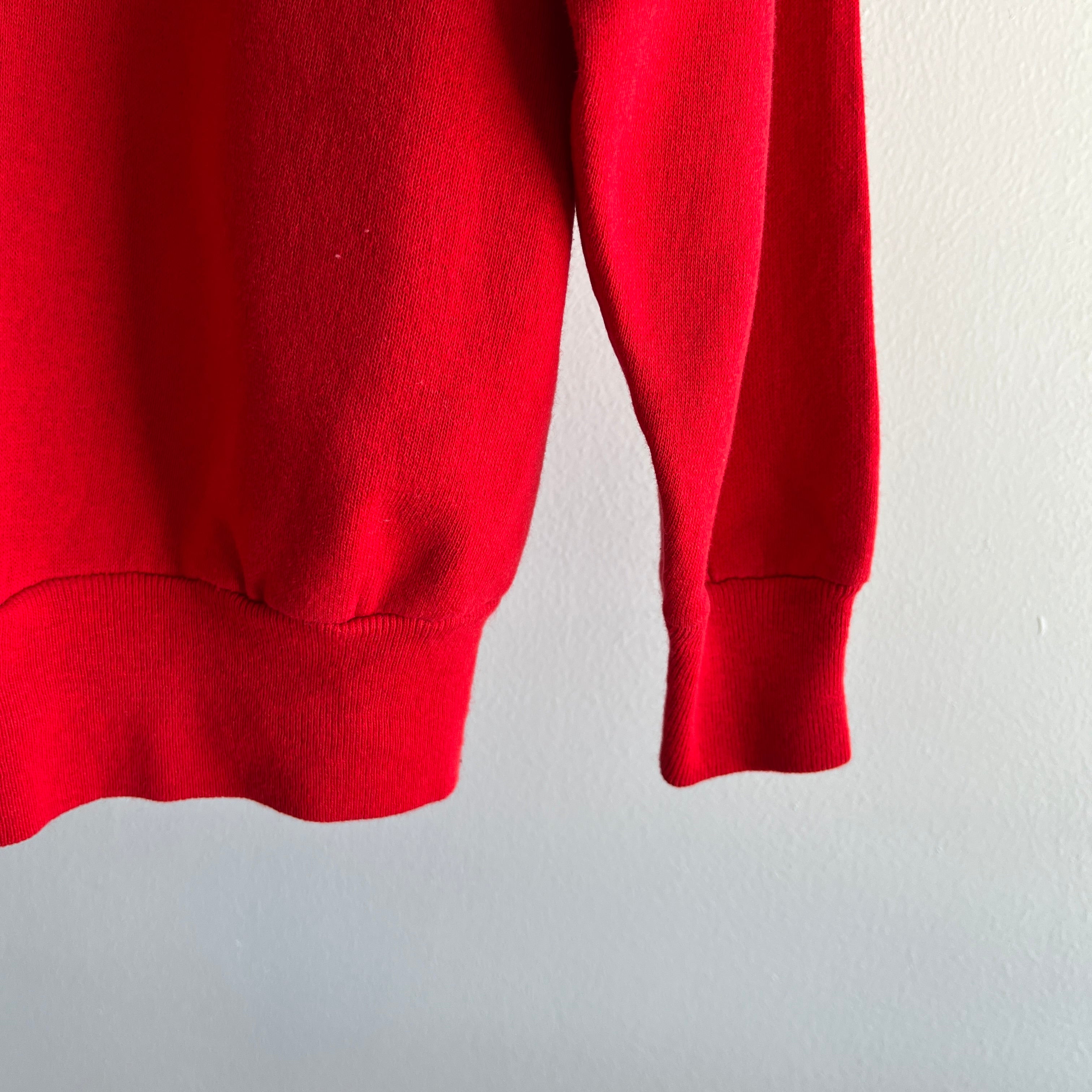 1980s Blank Red (Lipstick Red) Blank Raglan