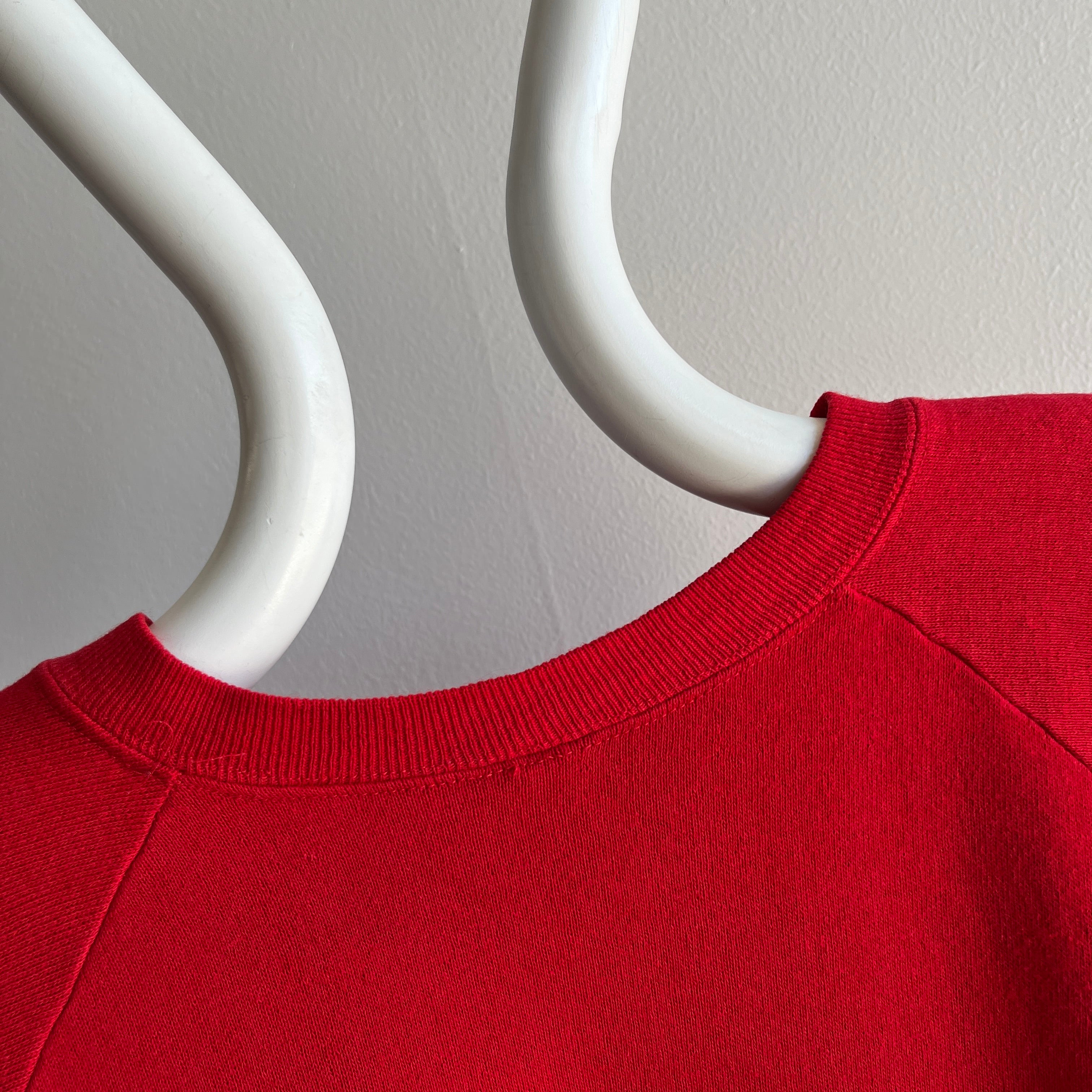 1980s Blank Red (Lipstick Red) Blank Raglan