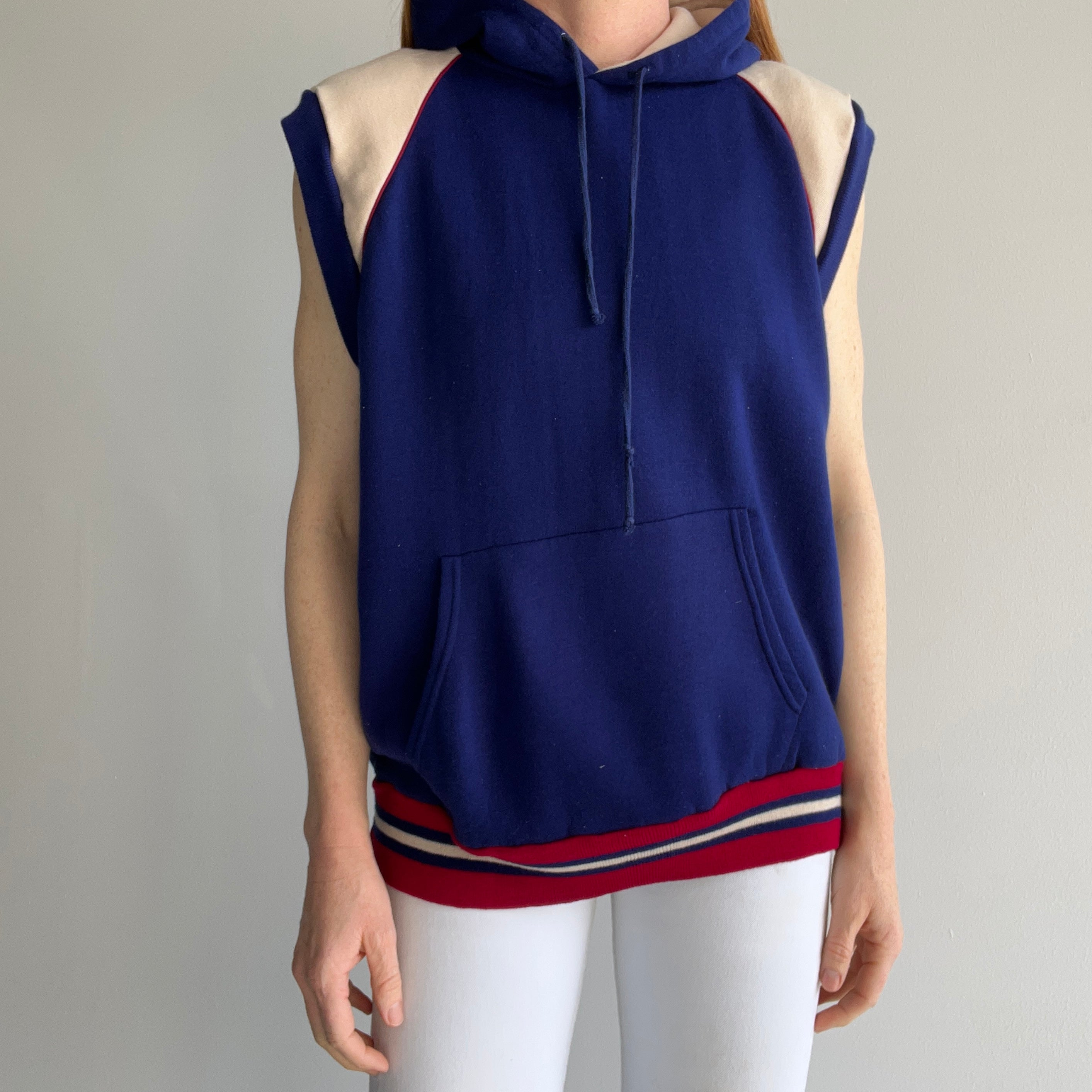 1980s Tri Color Warm Up Hoodie Vest - THIS!!