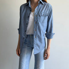 1970s Smaller Single Pocket Lightweight Denim Shirt by JC Penny