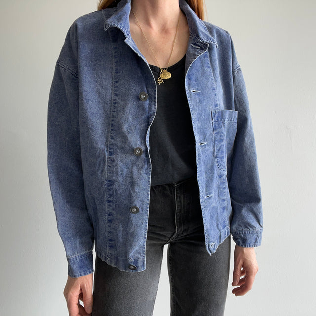 1989 Esprit Denim Jacket with Pinstriped Lining  - !!!