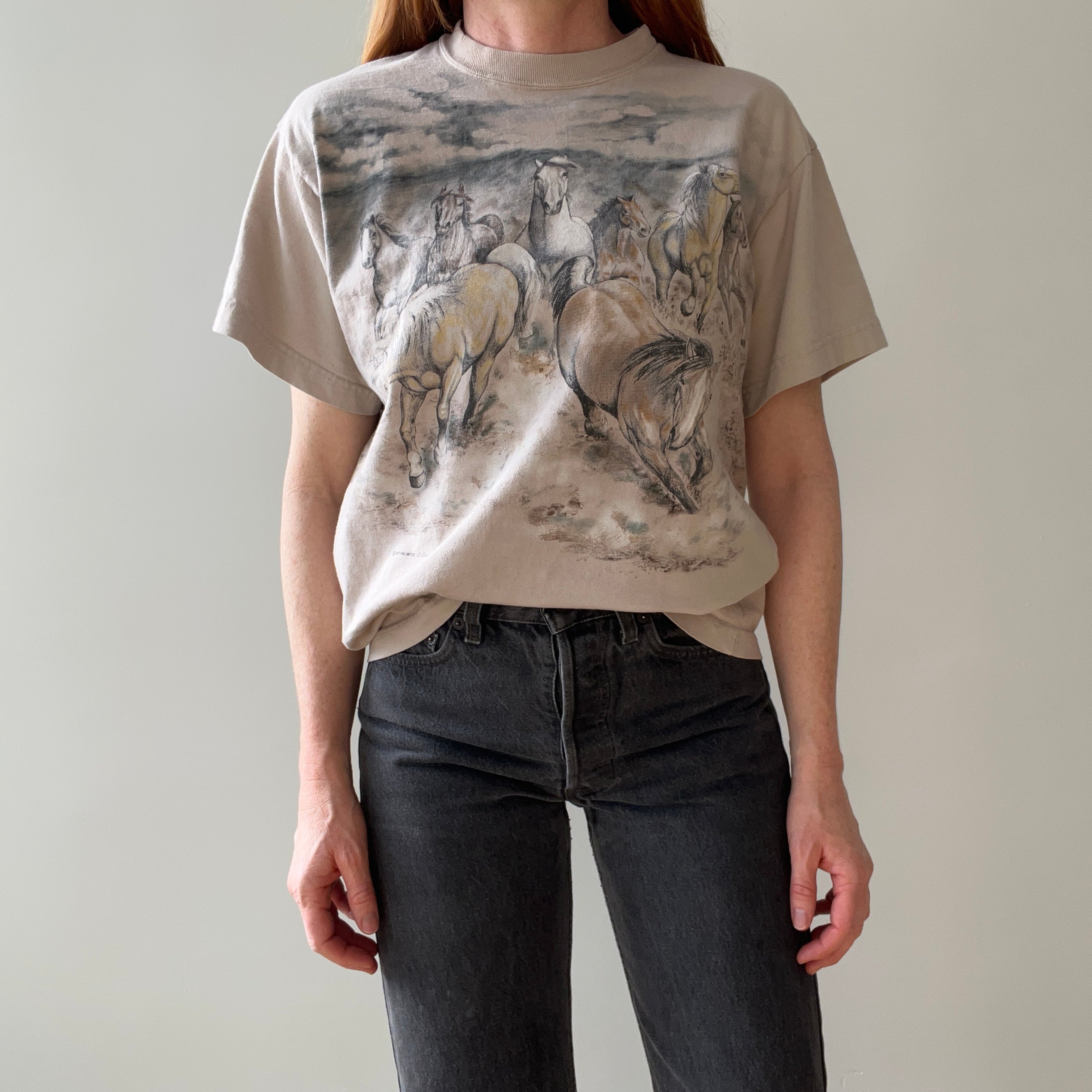 1990s Wild Running Horses - Front and Back T-Shirt