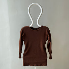 1970s Over Dyed Chocolate Brown Cotton Thermal