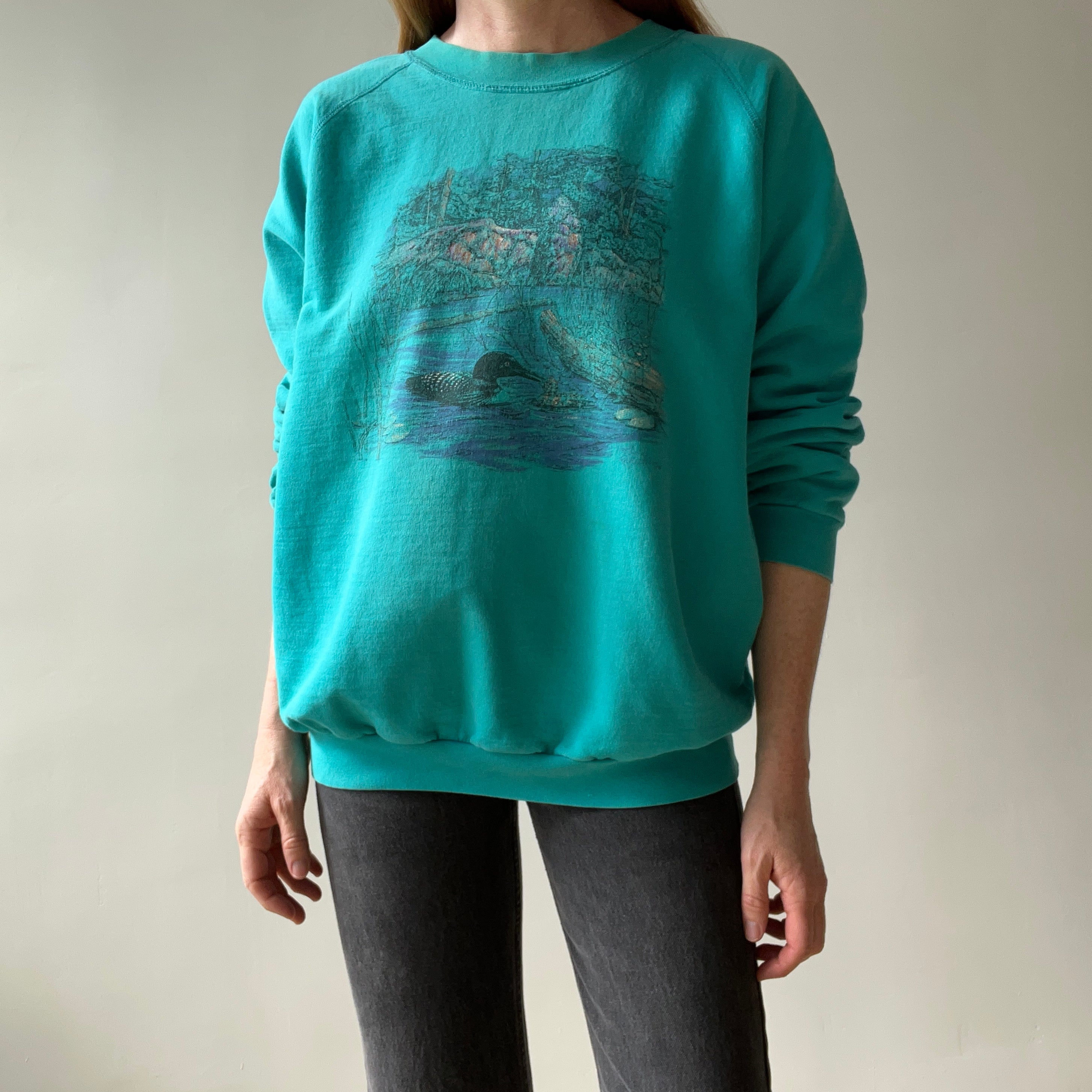 1980s Northern Reflections Heavyweight Mostly Cotton Sweatshirt with a Loon on It