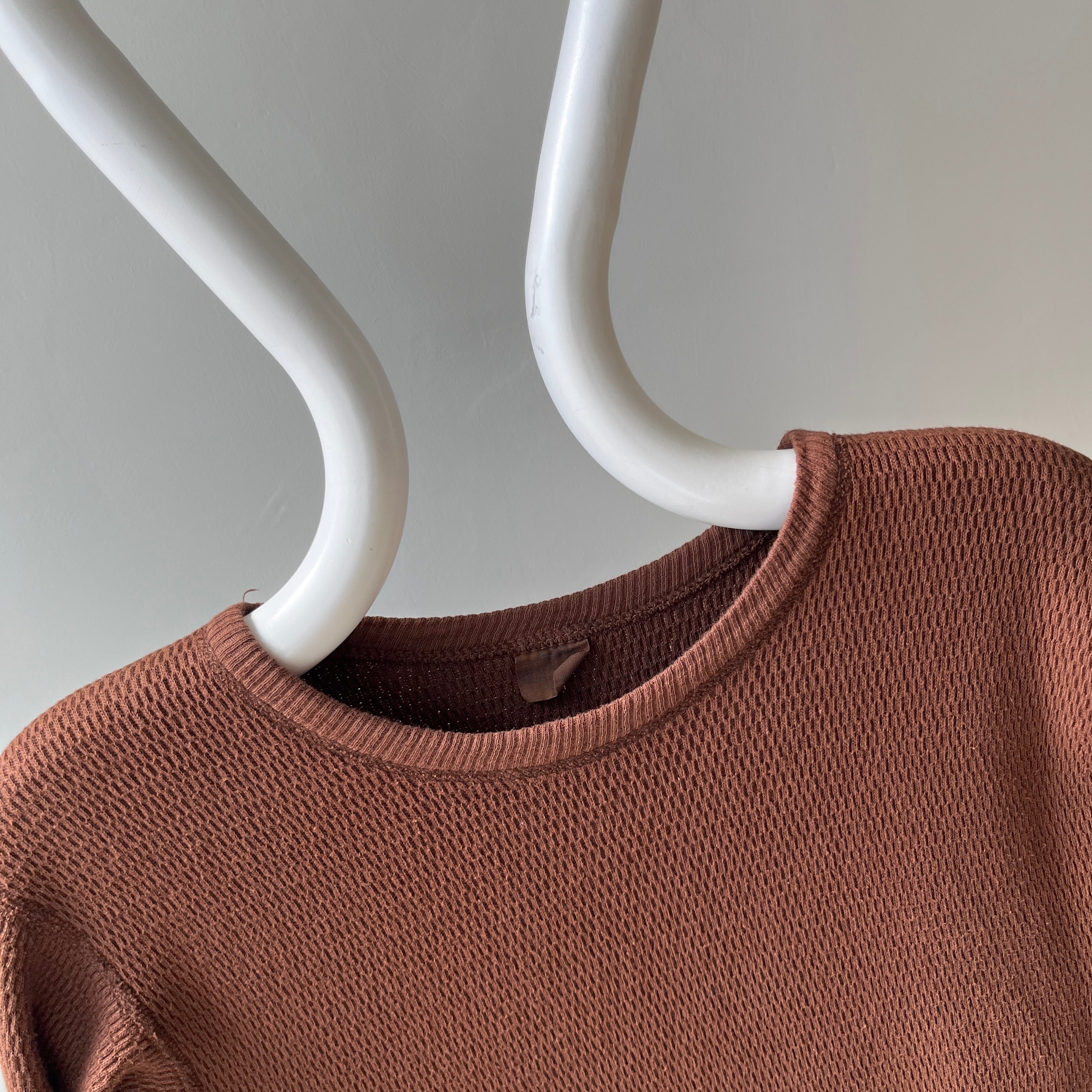 1970s Over Dyed Chocolate Brown Cotton Thermal