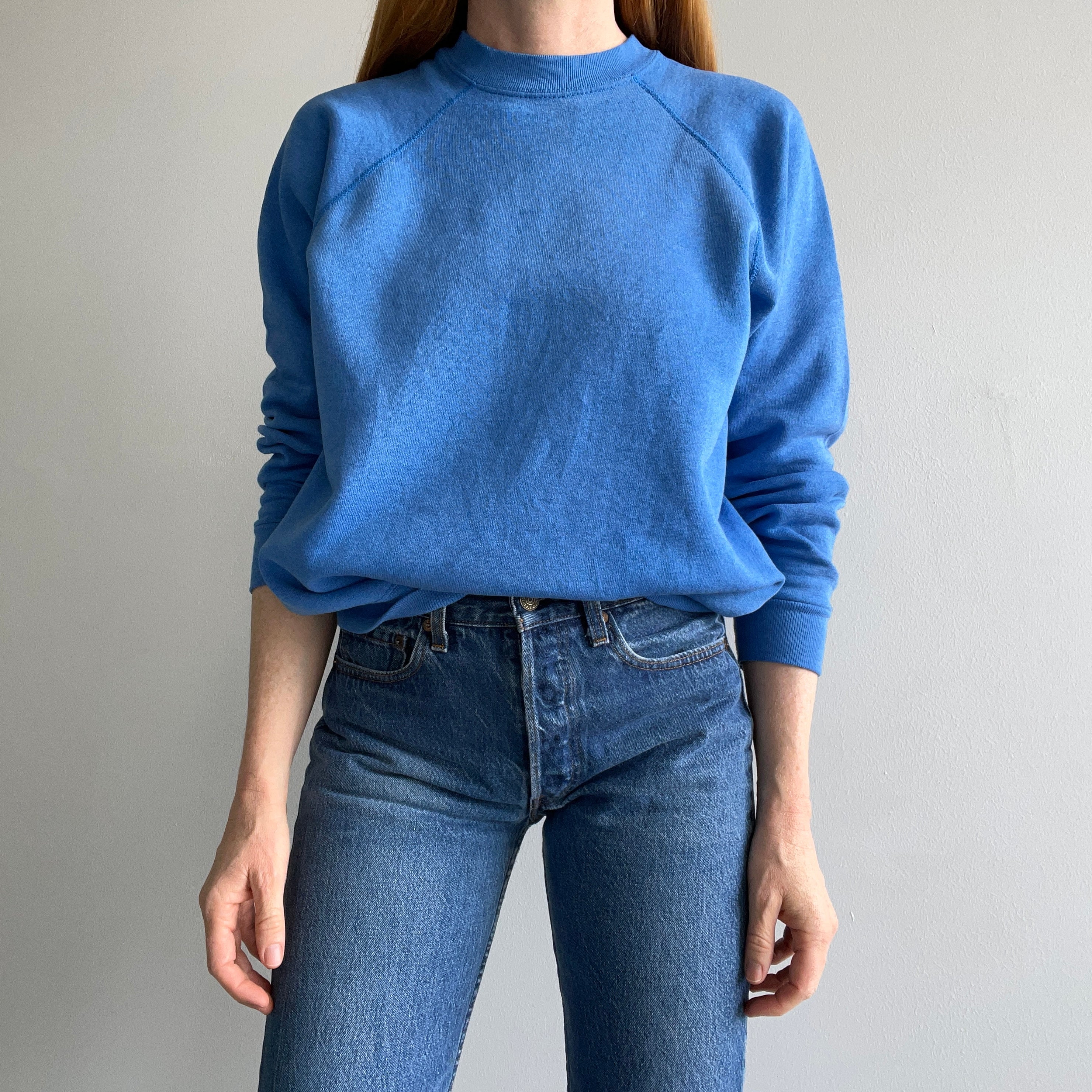 1980s Blank Lighter Blue Raglan by Sweats Appeal