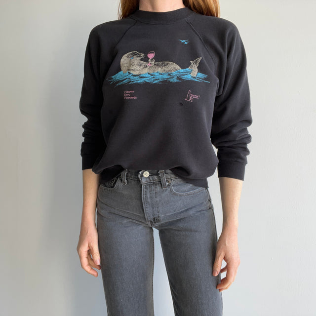 1987 Harpers Ferry Vineyards - Sea Otter Drinking Wine - Perfectly Worn Sweatshirt