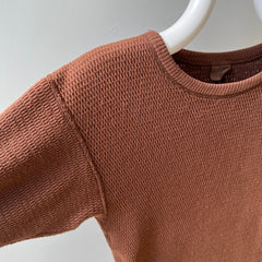 1970s Over Dyed Chocolate Brown Cotton Thermal