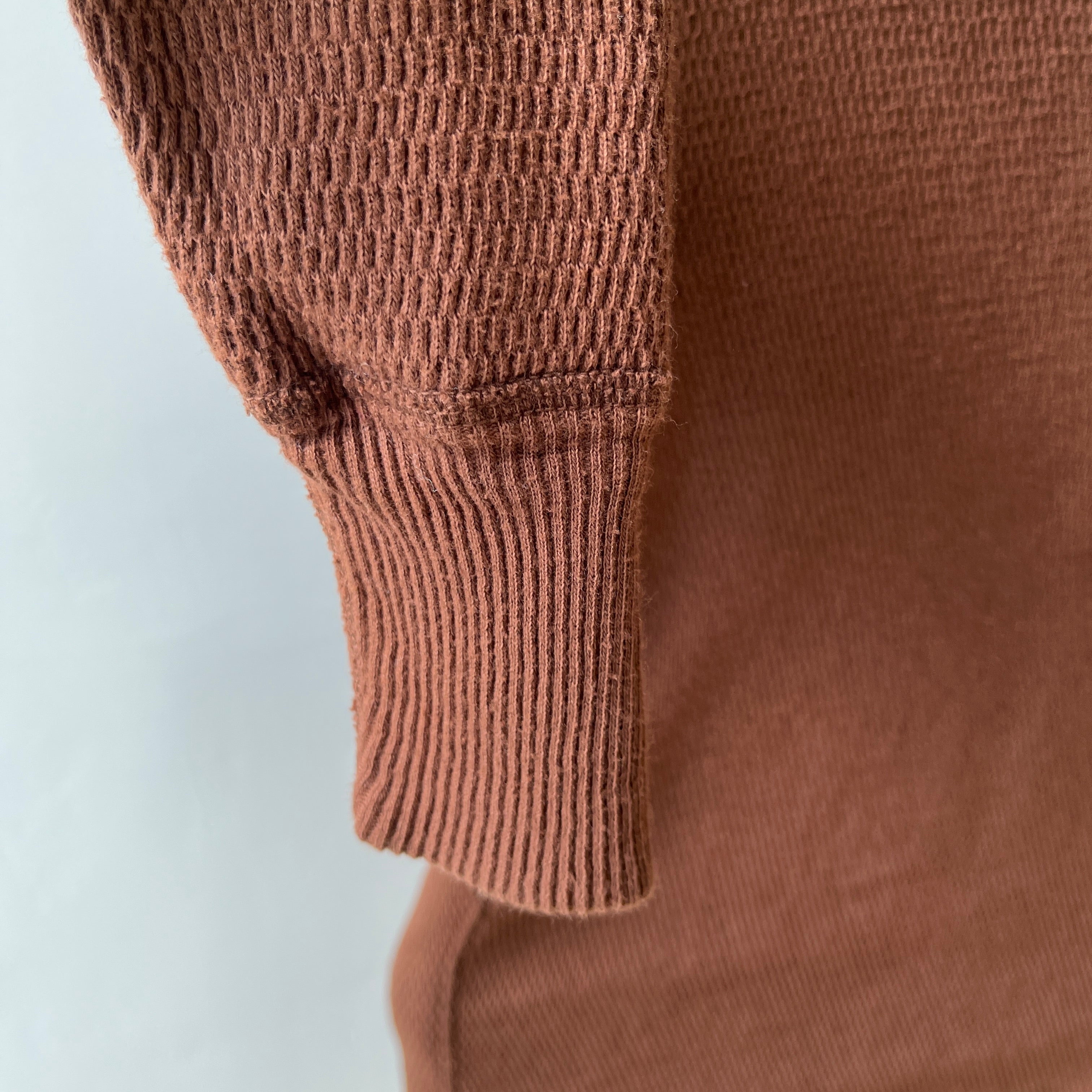 1970s Over Dyed Chocolate Brown Cotton Thermal