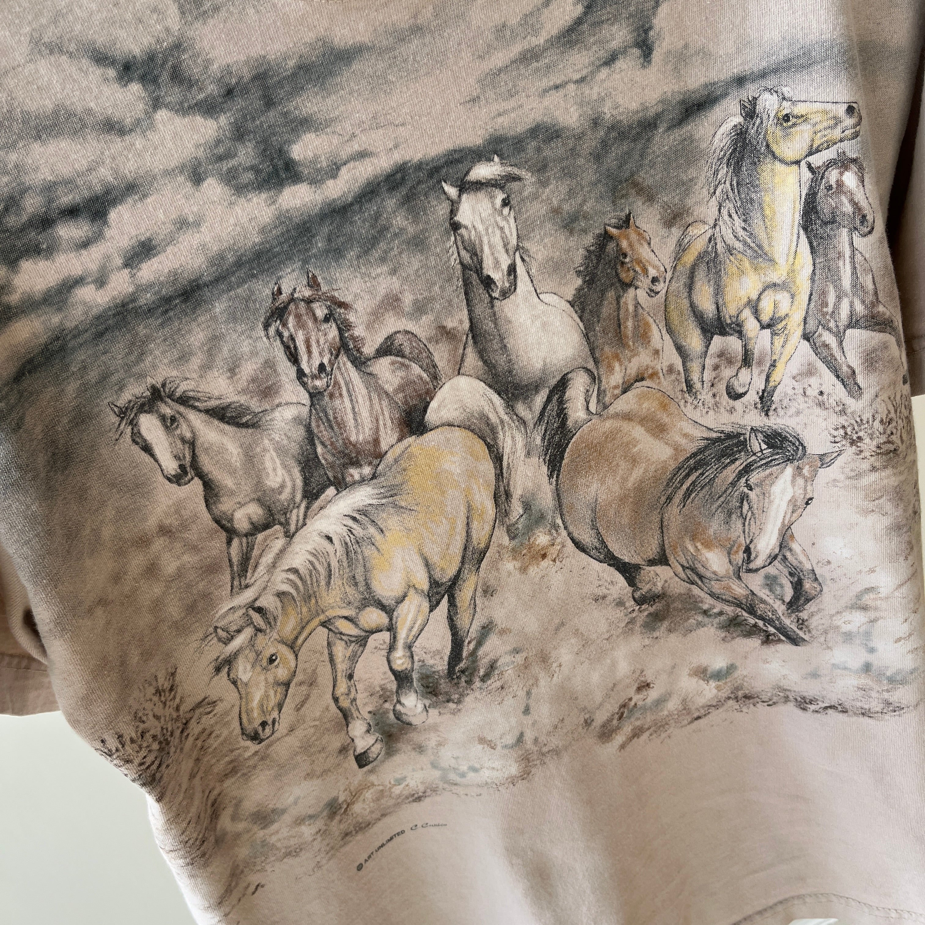 1990s Wild Running Horses - Front and Back T-Shirt