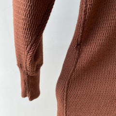 1970s Over Dyed Chocolate Brown Cotton Thermal