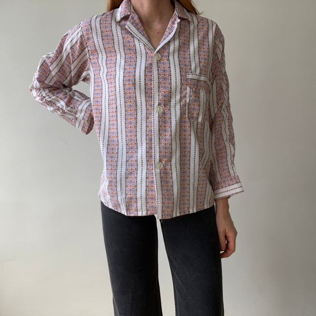 1960s/70s Patterned Pajama Shirt - Soft Rad!