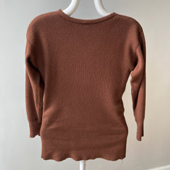 1970s Over Dyed Chocolate Brown Cotton Thermal