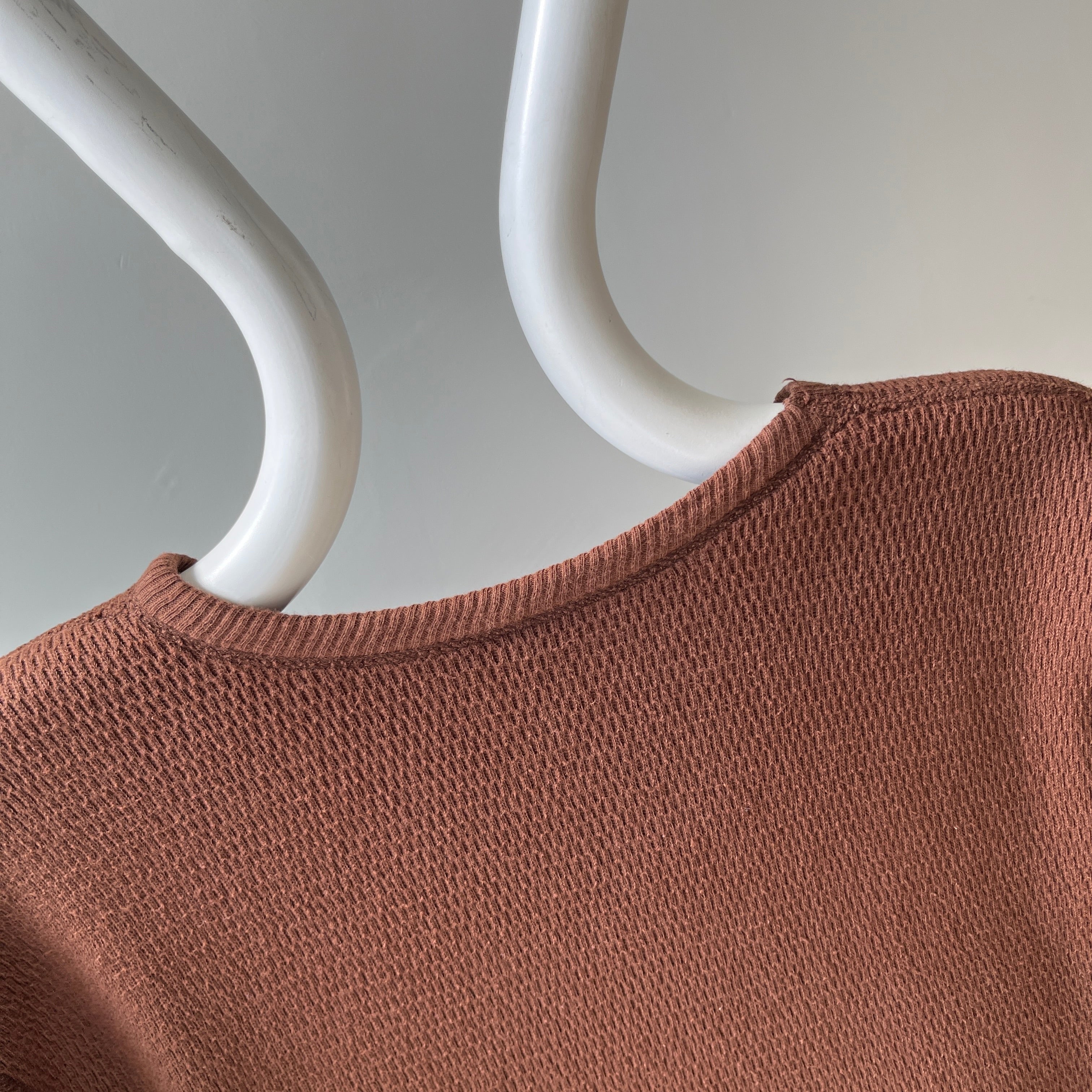 1970s Over Dyed Chocolate Brown Cotton Thermal