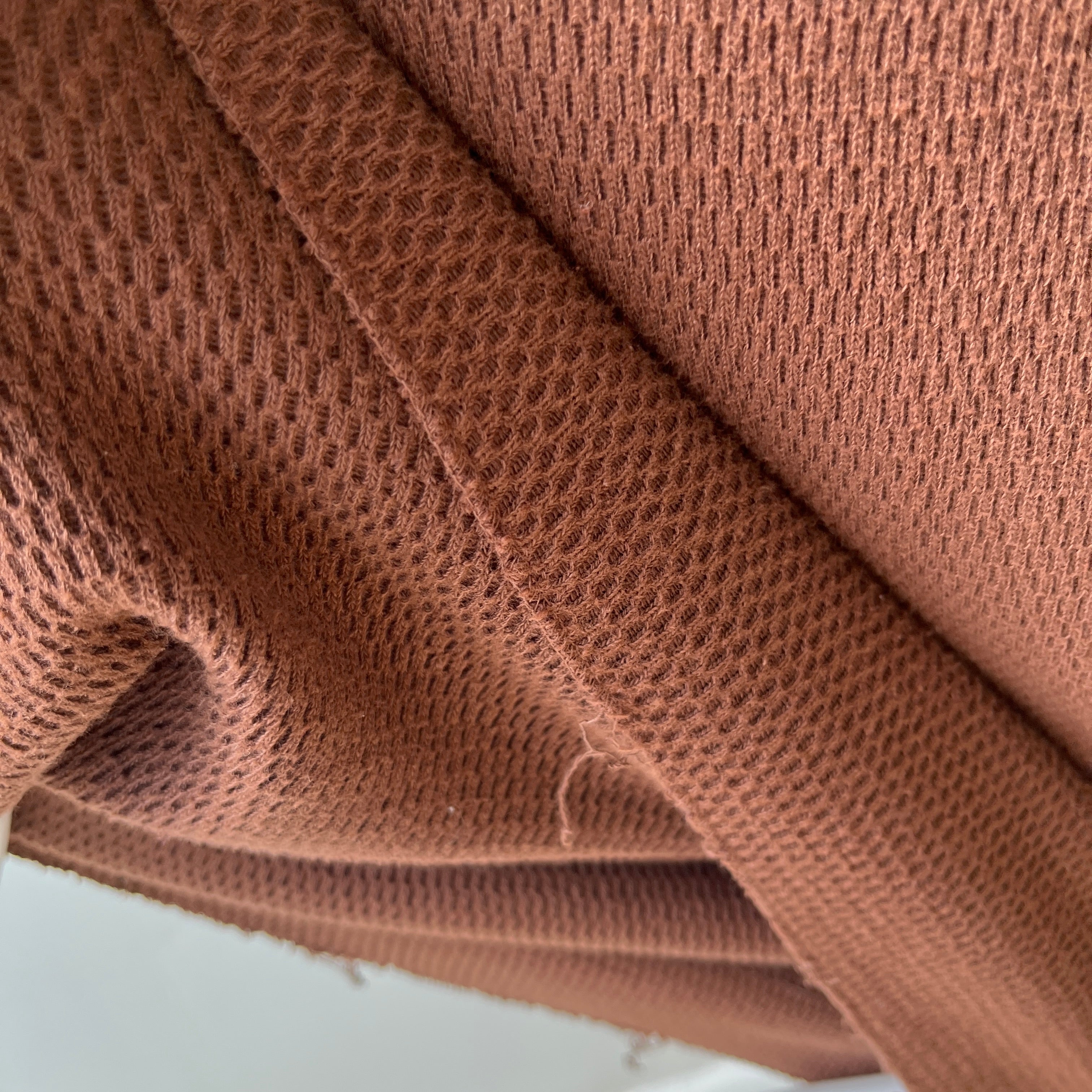 1970s Over Dyed Chocolate Brown Cotton Thermal