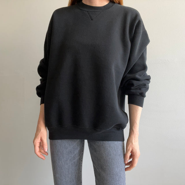 1990s Single V Blank Black Sweatshirt in Excellent Condition