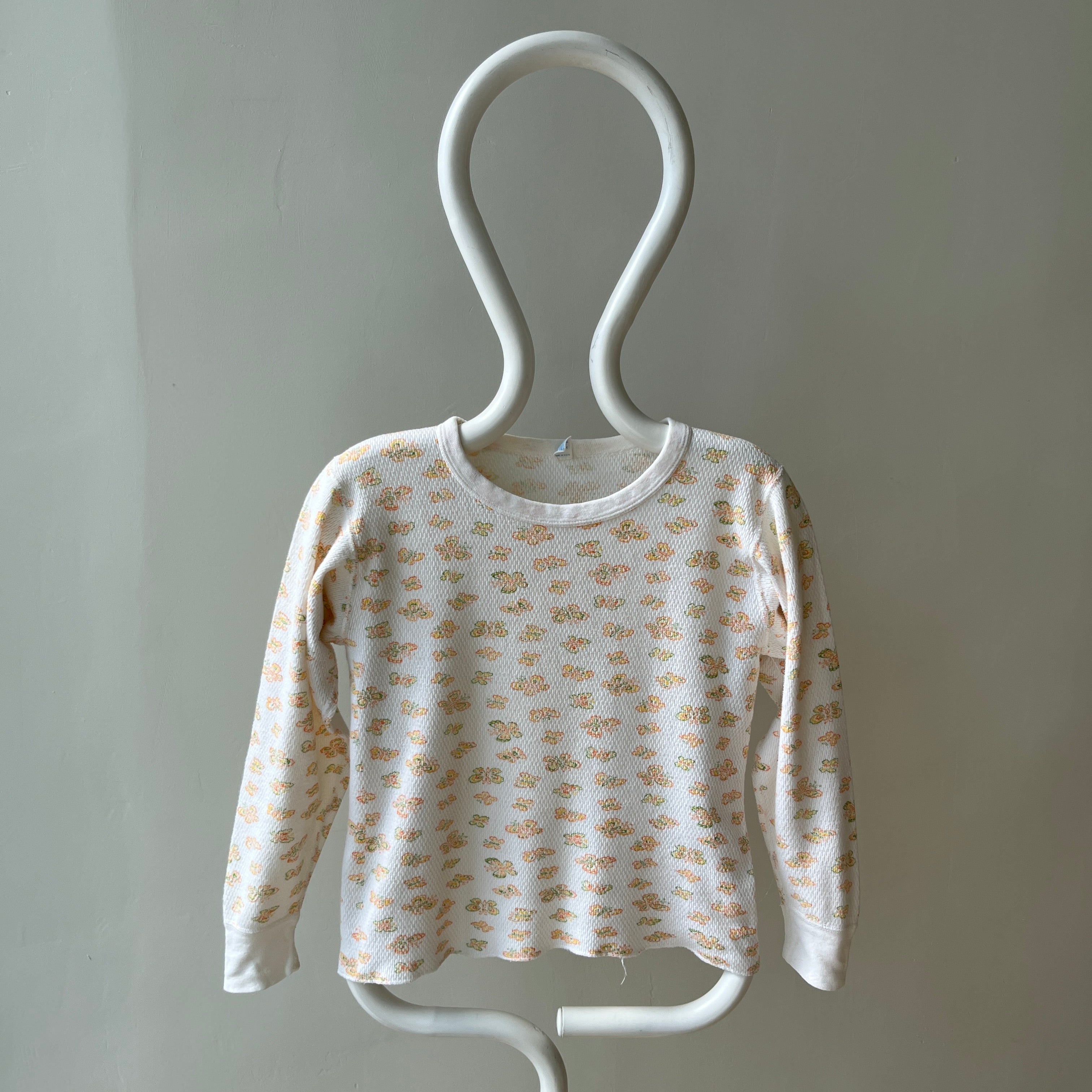 1970s Sweetest Waffle Thermal with Little Butterflies