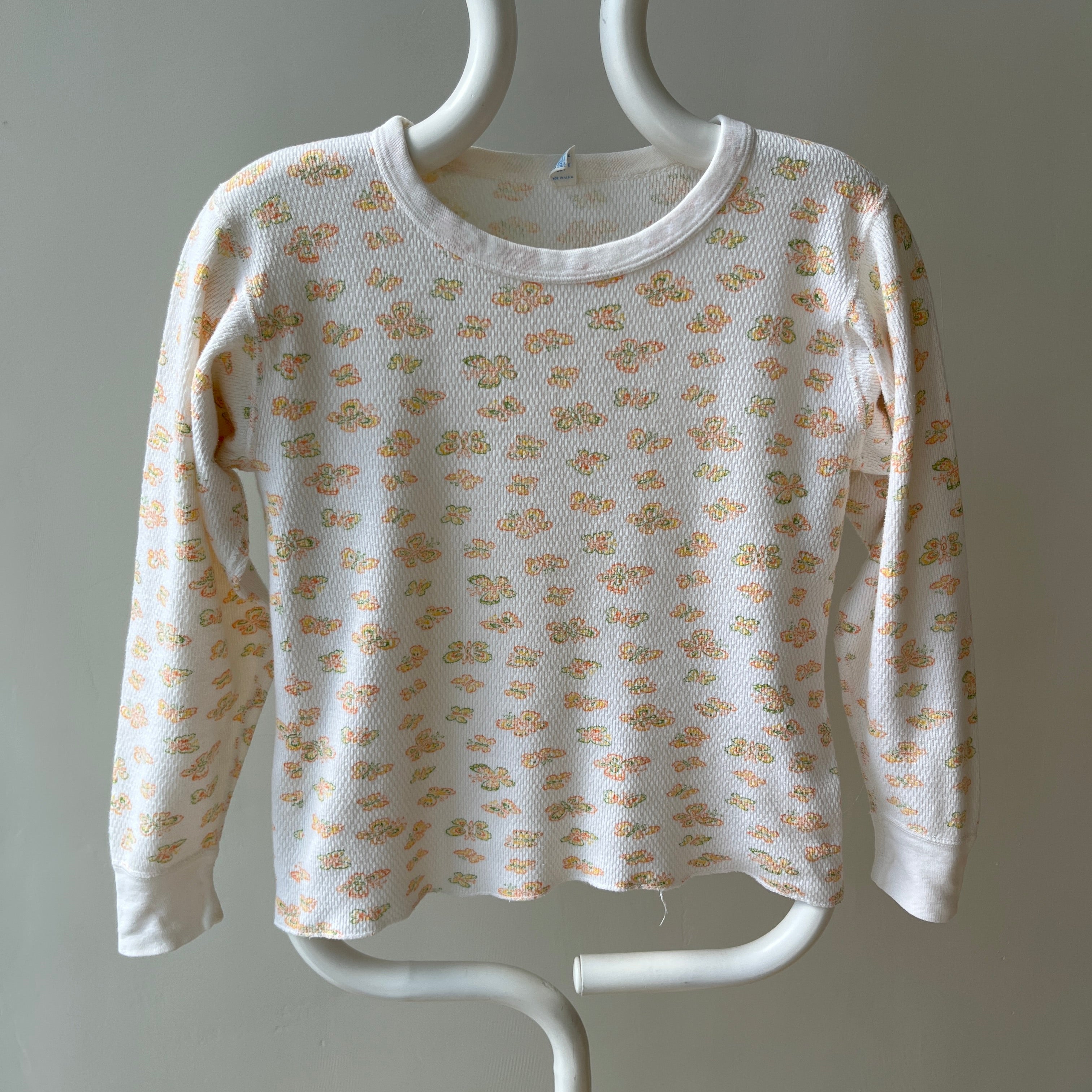 1970s Sweetest Waffle Thermal with Little Butterflies