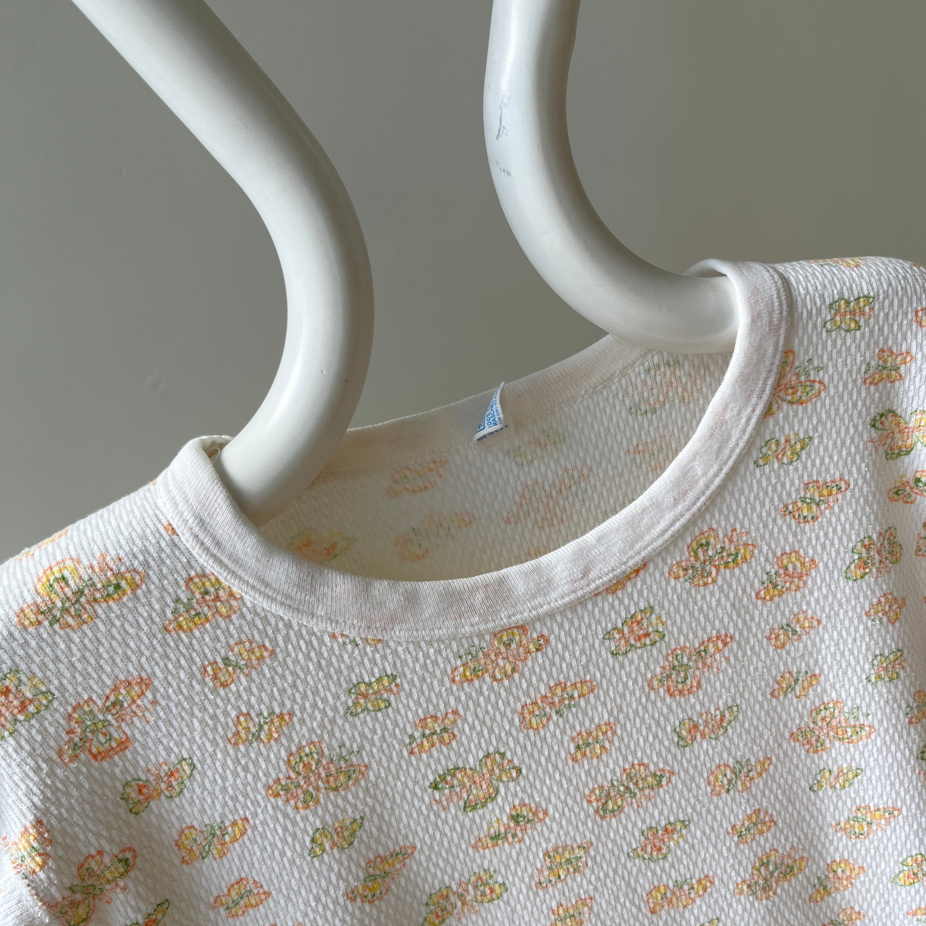 1970s Sweetest Waffle Thermal with Little Butterflies