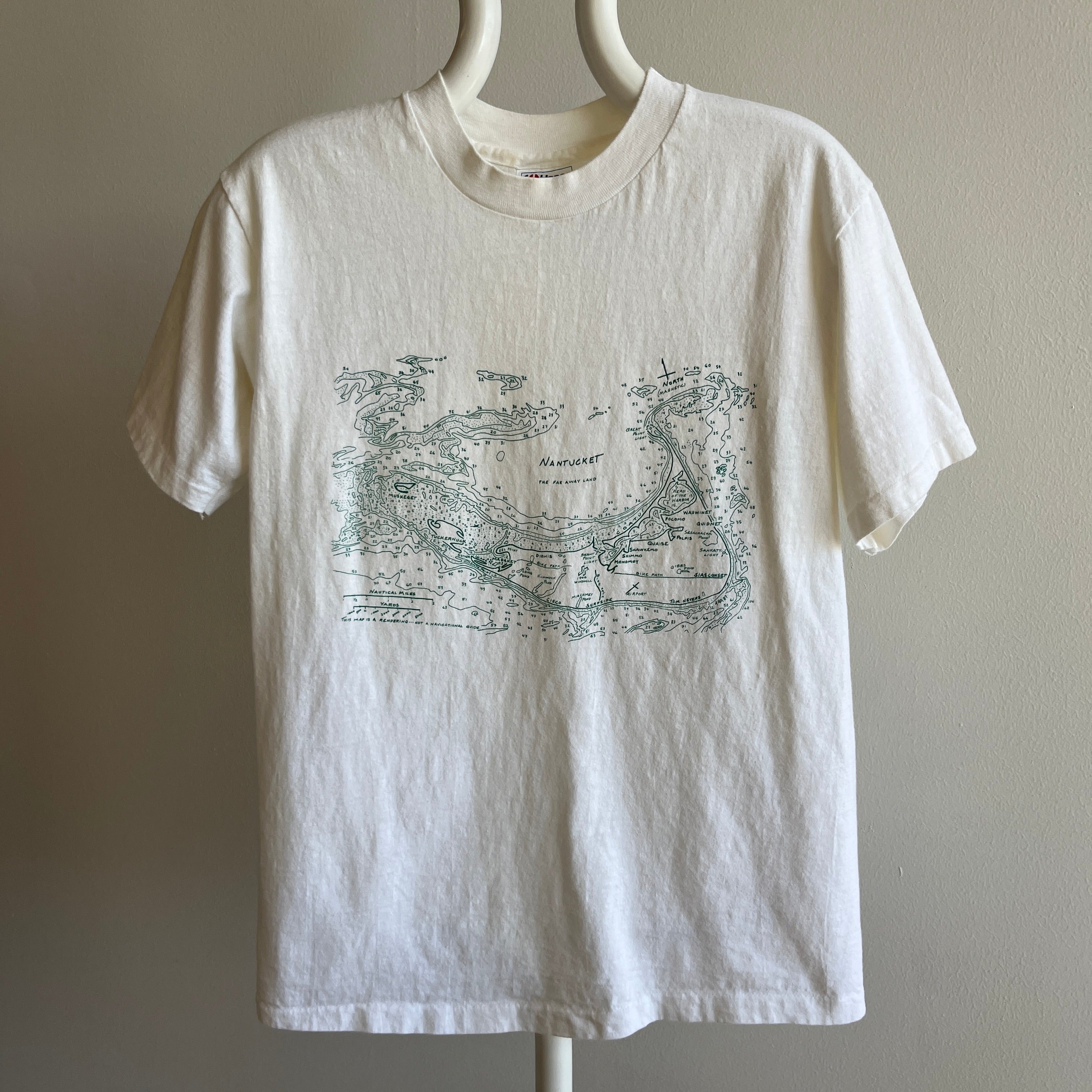 1980s Nantucket Map Cotton T-Shirt