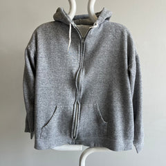 1980s Perfectly Soft and Also Structured Blank Gray Zip Up Hoodie