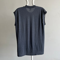 1970/80s Faded Black or Really Deep Gray Blank 50/50 Slouchy Muscle Tank