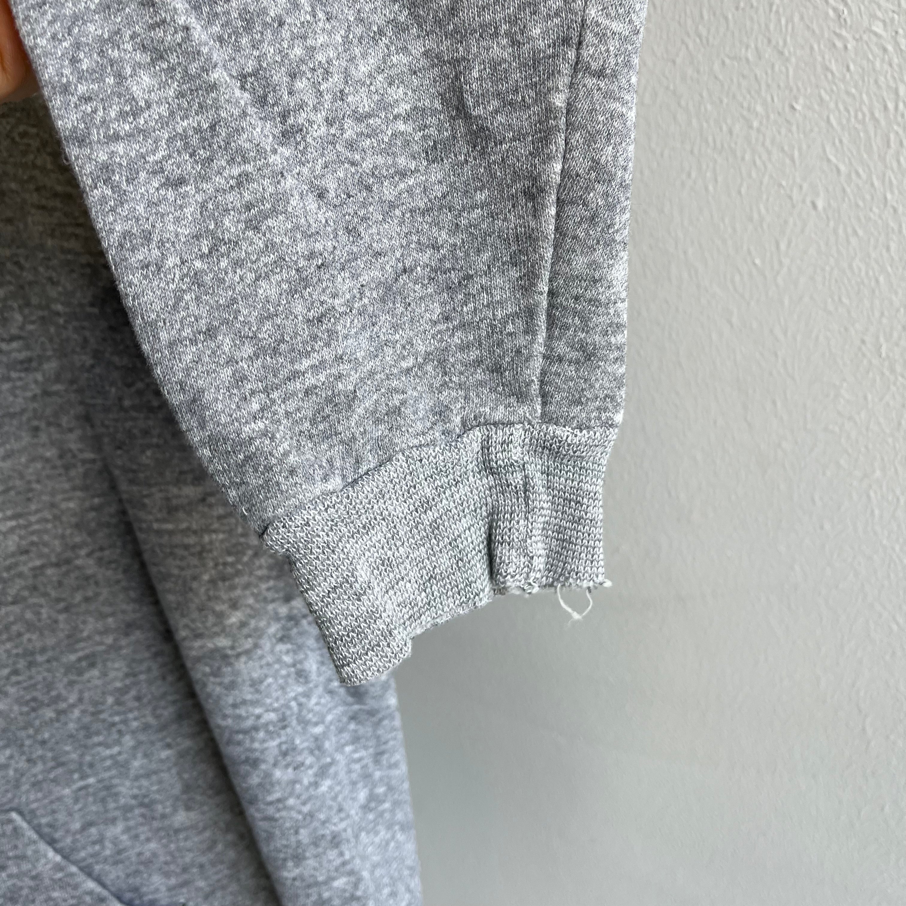 1980s Perfectly Soft and Also Structured Blank Gray Zip Up Hoodie