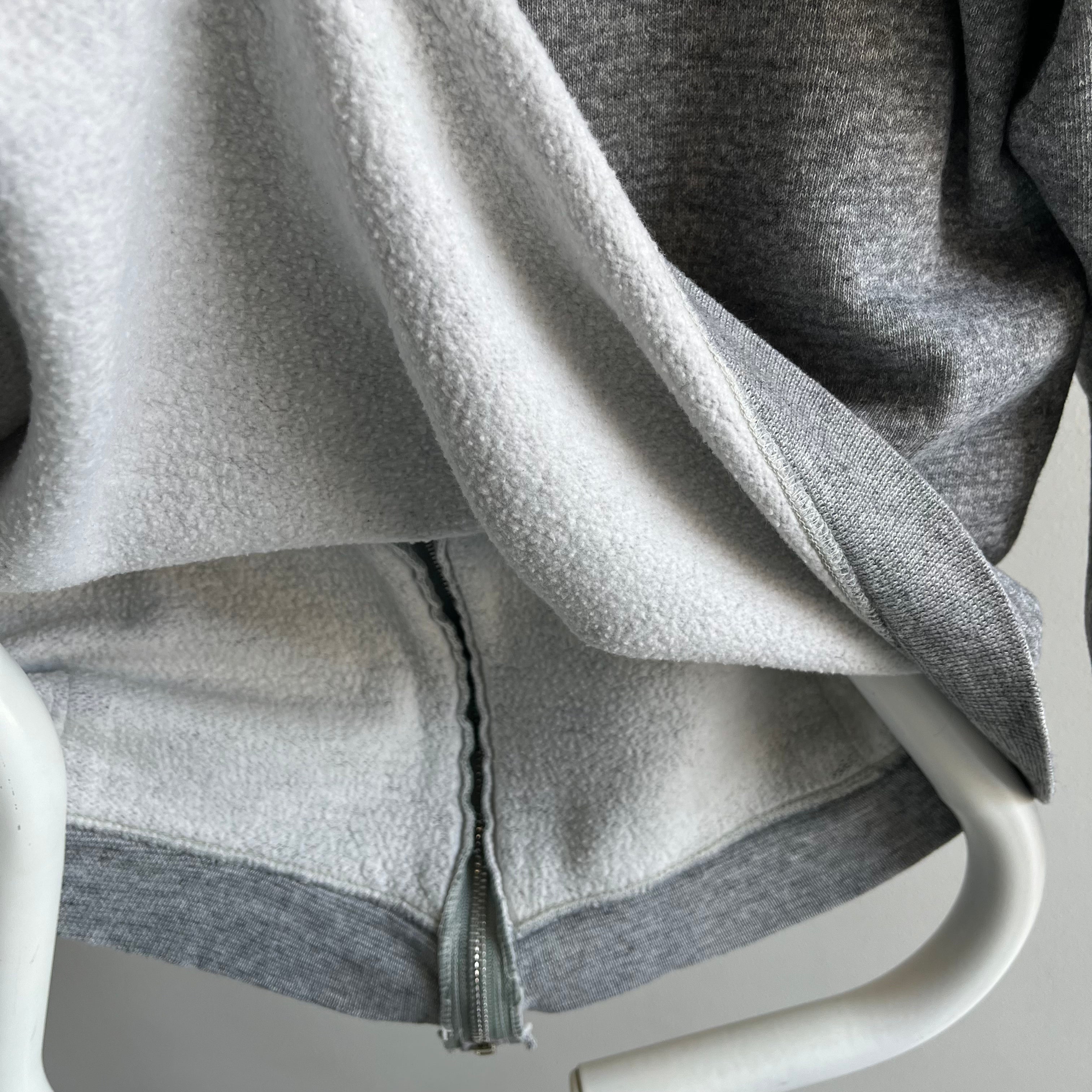 1980s Perfectly Soft and Also Structured Blank Gray Zip Up Hoodie