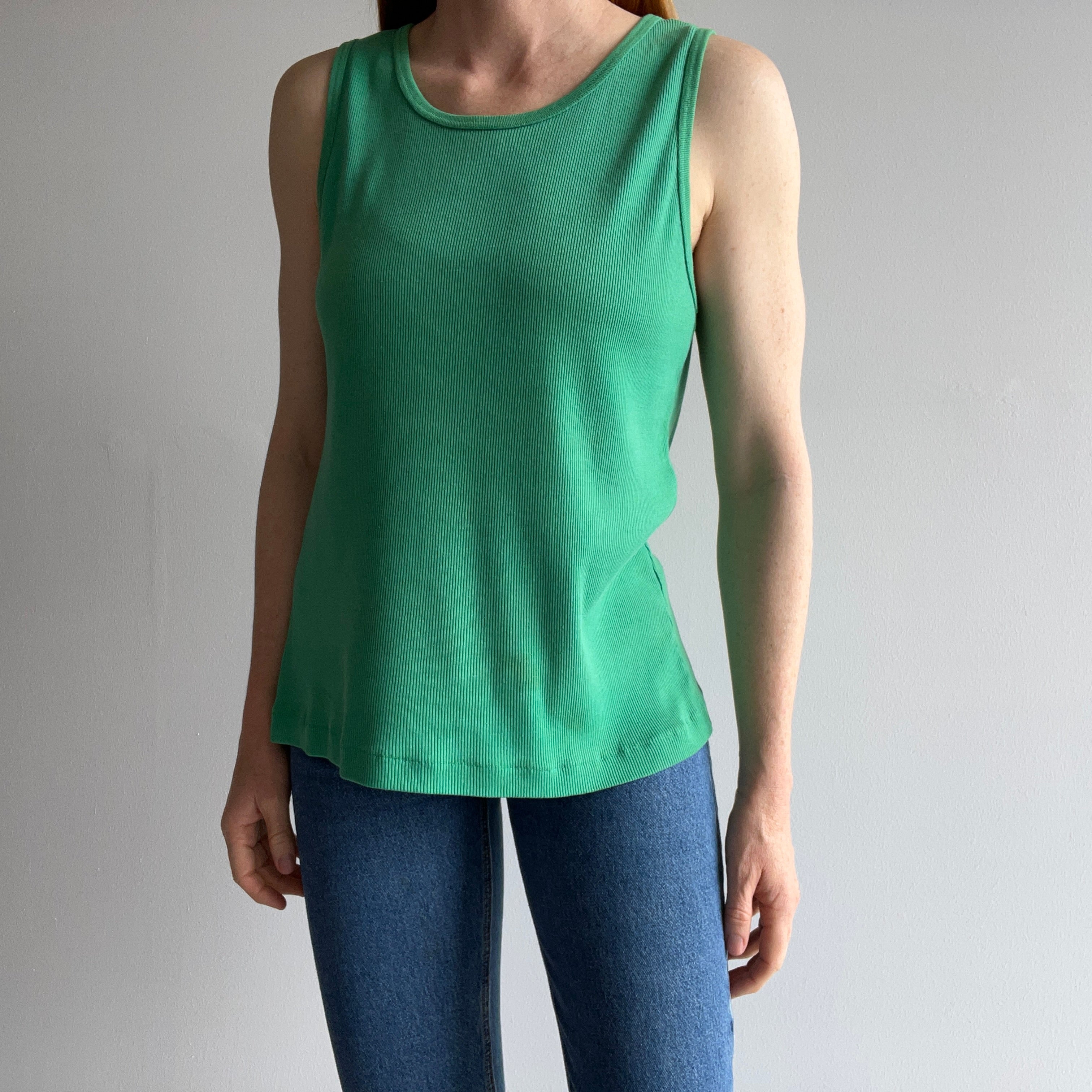 1980s Ribbed Green Tank Top