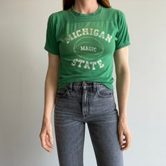 1970s Nicely Destroyed Michigan State Football T-Shirt by Wolf !!!!